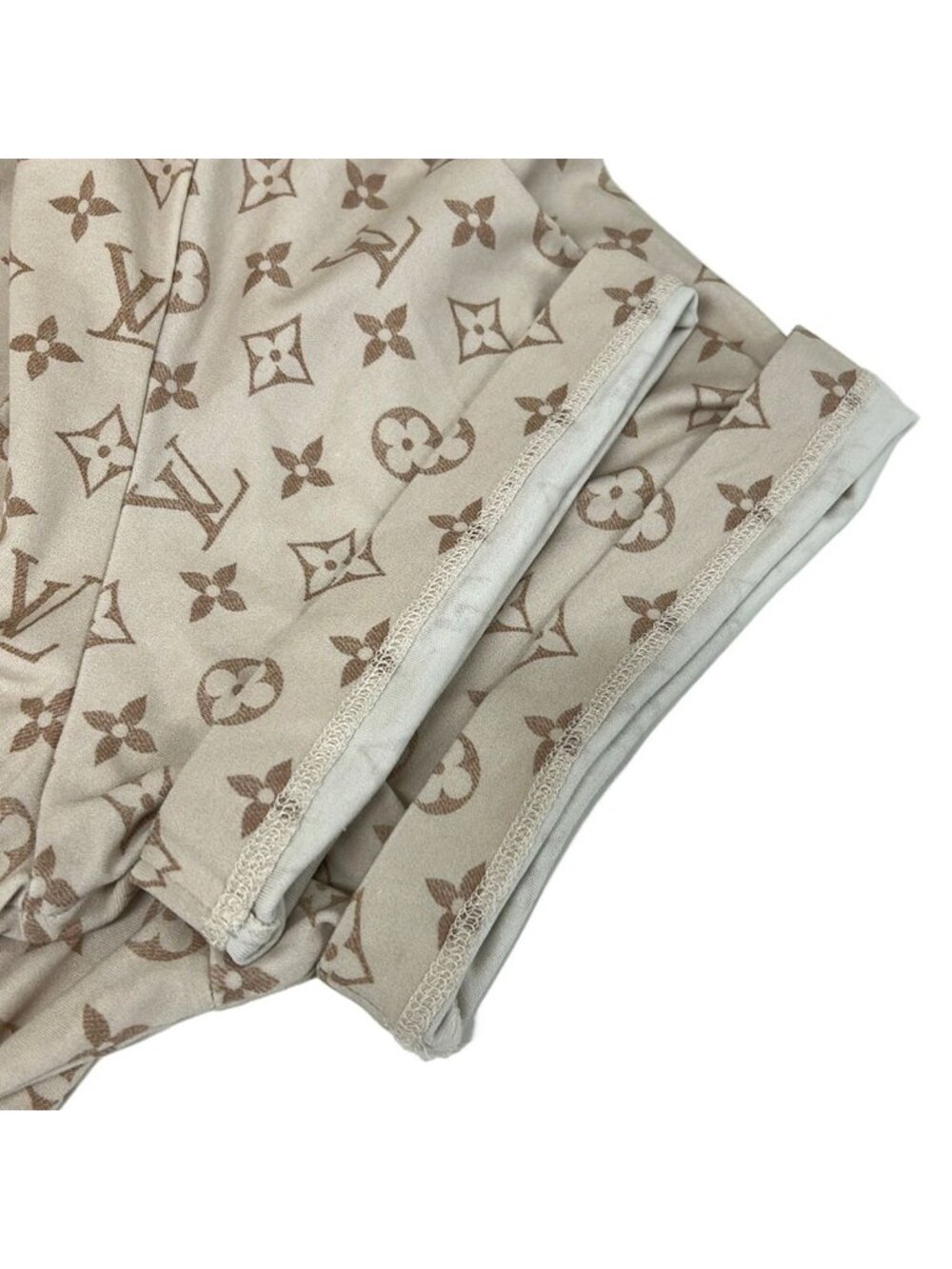 ★SOLD★ Louis Vuitton Short Sleeve T-Shirt L Beige Light Brown Black Crew Neck - Picture 6 of 9